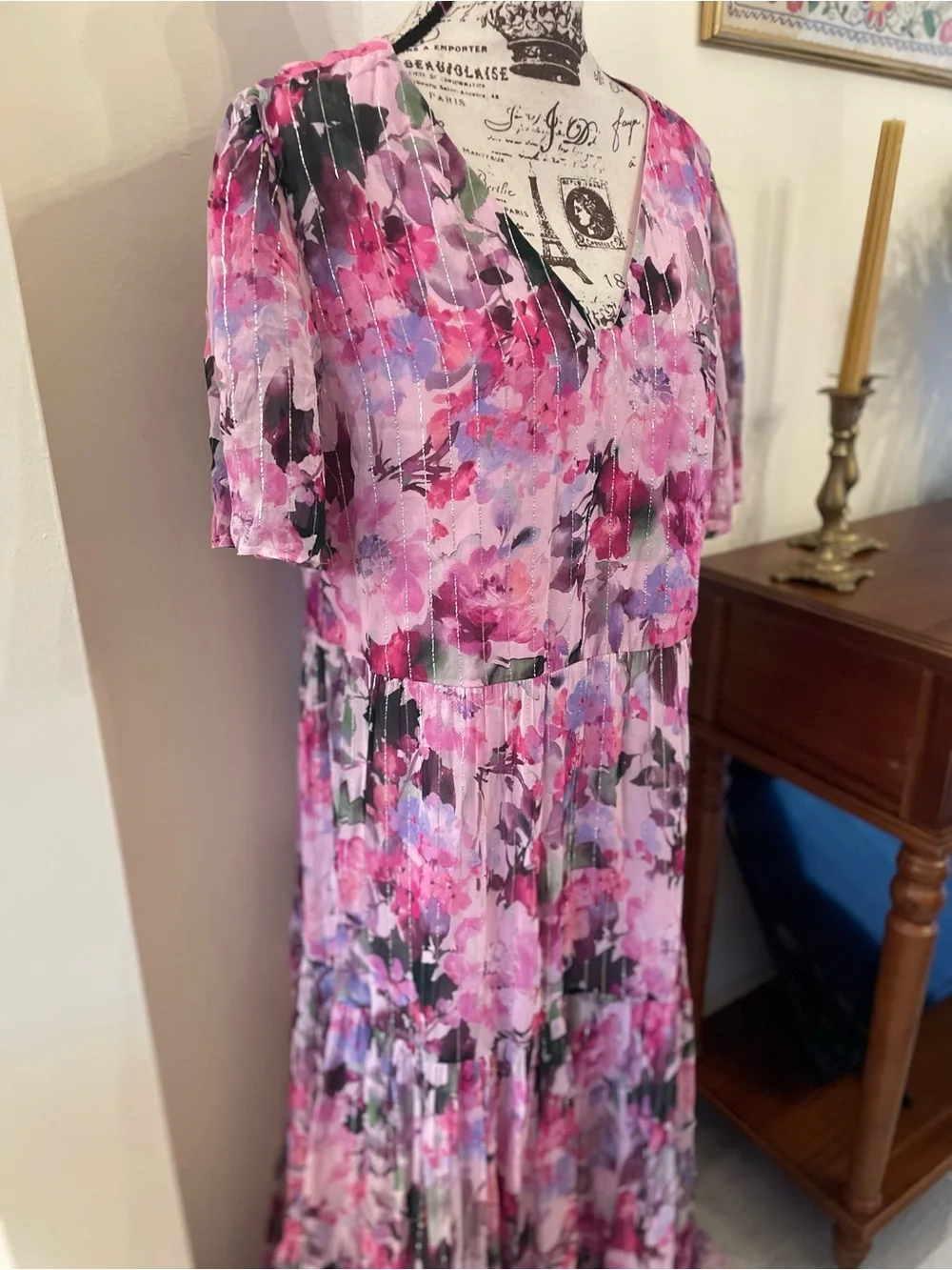 Soft Surroundings Pink Garden Romantic Tiered Santhia Maxi Dress ~ L ~ NWT - Picture 4 of 10